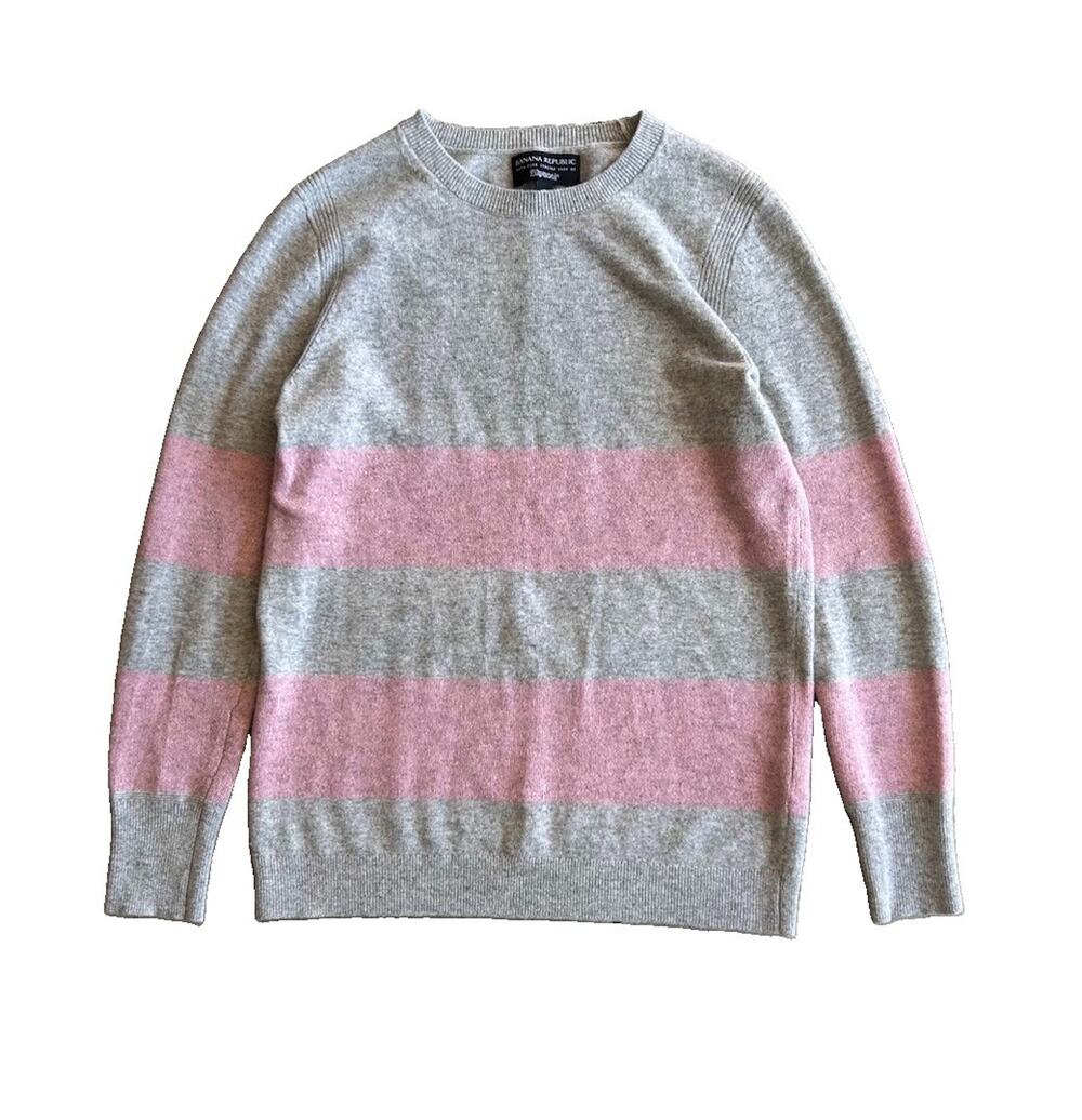 Banana Republic Filpucci Merino Wool Blend Sweater Pink Gray Striped Women’s S